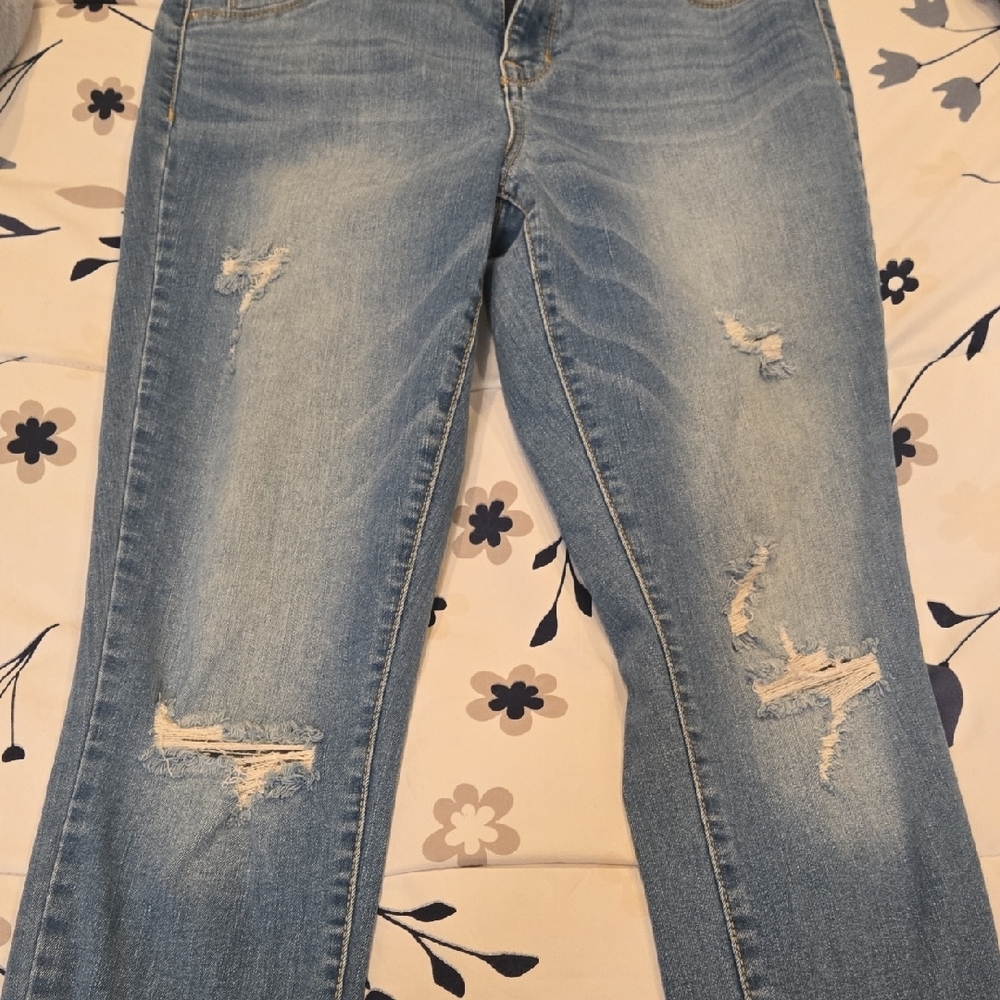 Mossimo From Target Blue High Rise Distressed Jeans - Picture 6 of 8